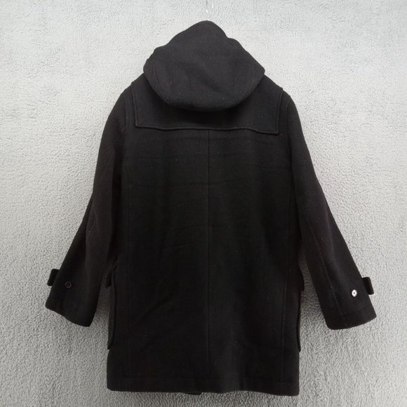 Club Monaco Coat Womens Medium Black Heavyweight Hooded Wool Zip Up Winter - Picture 4 of 9